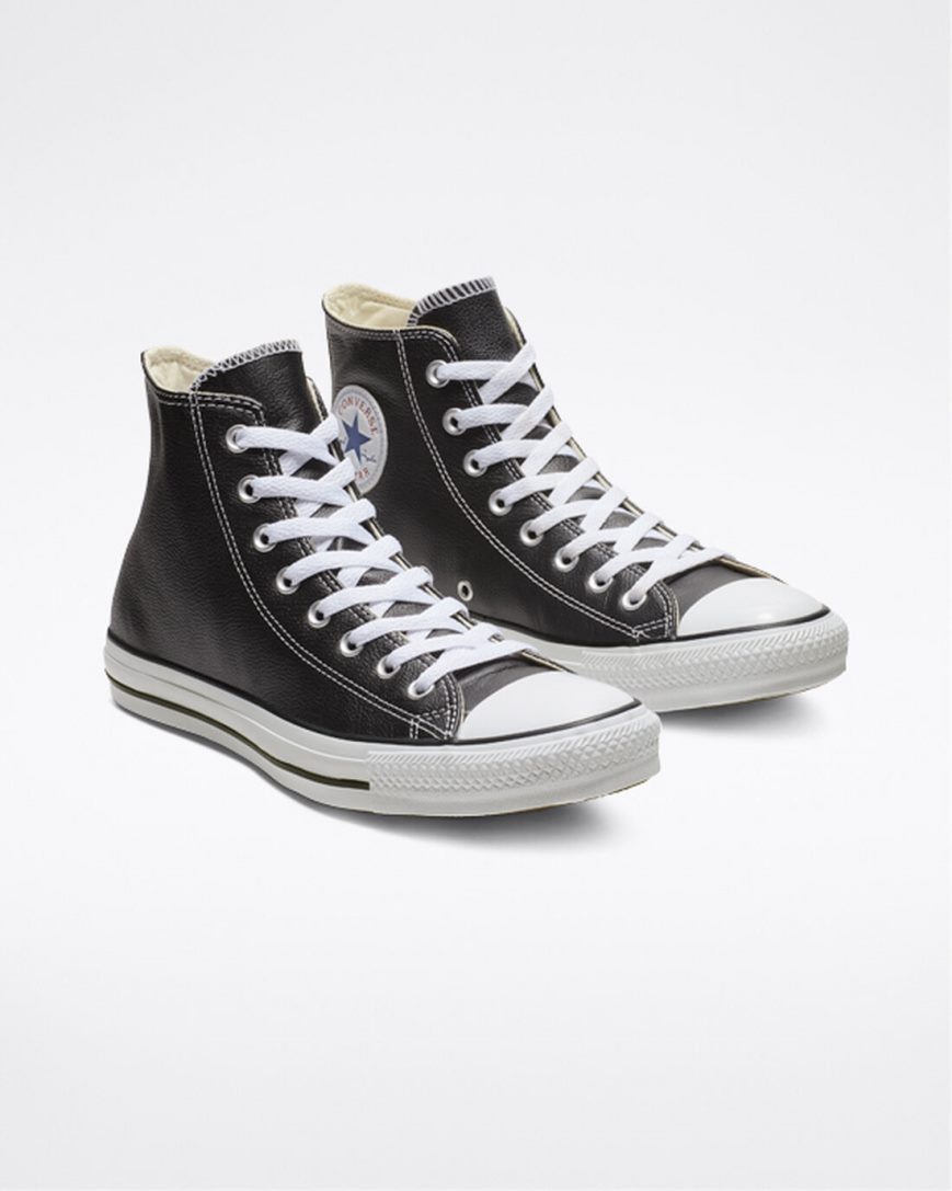 Zapatillas Altas Converse Chuck Taylor All Star Cuero Mujer Negras | PE E20P54